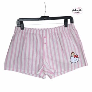 Hello Kitty Pink and White Striped Pajama Boxer Shorts Loungewear